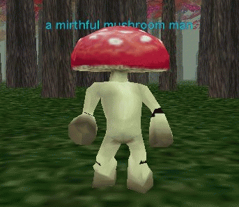 a mirthful mushroom man